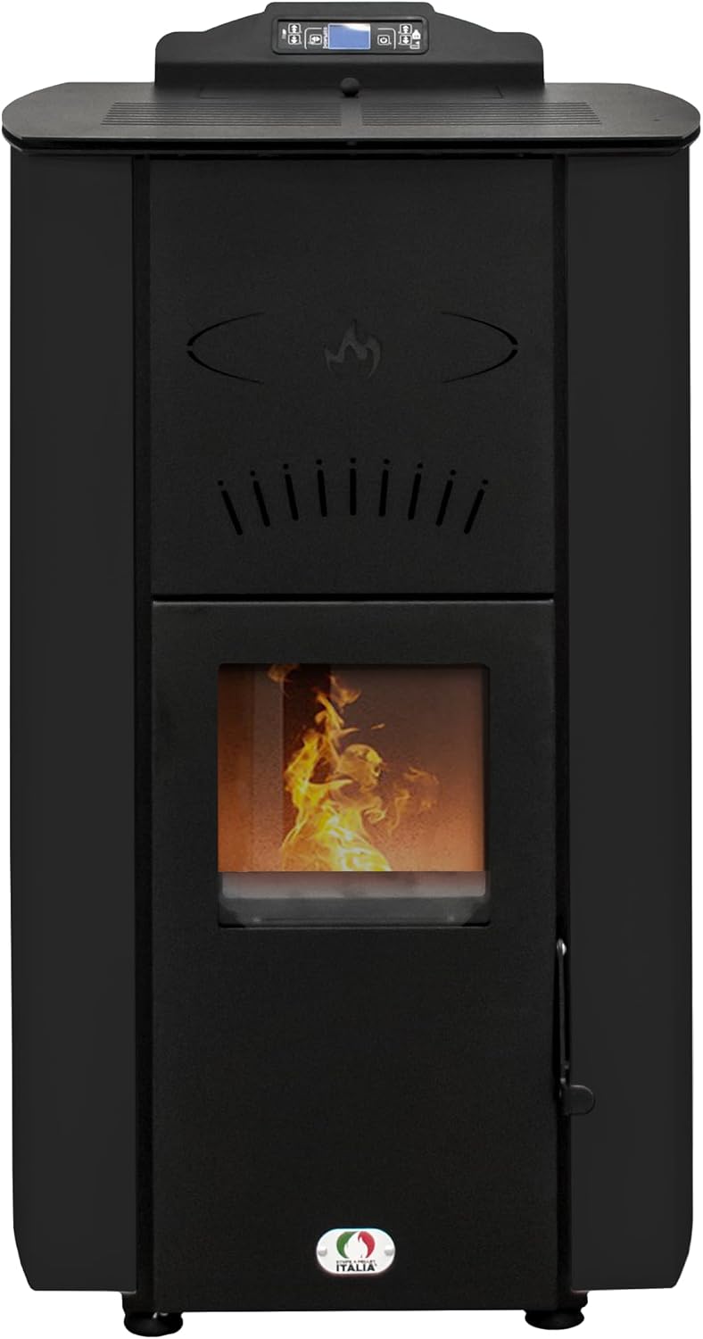 Stufe A Pellet Italia Elektrische kachel Asia Automatische reiniging, 20 kW, autonomie 22 uur, efficiëntie 90%, verwarmingsvermogen 120 m2, wifi