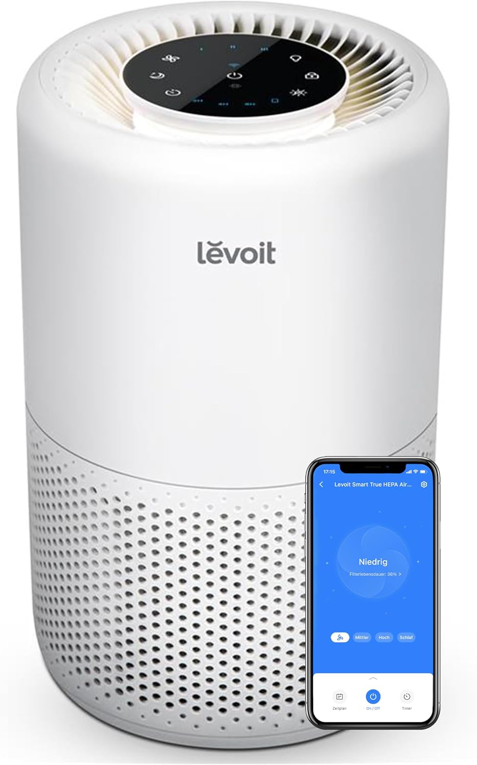 Levoit Luchtreiniger Slimme, 3-in-1 HEPA-filter tegen 99,97% stof pollenrook, met WiFi en Alexa, voor mensen