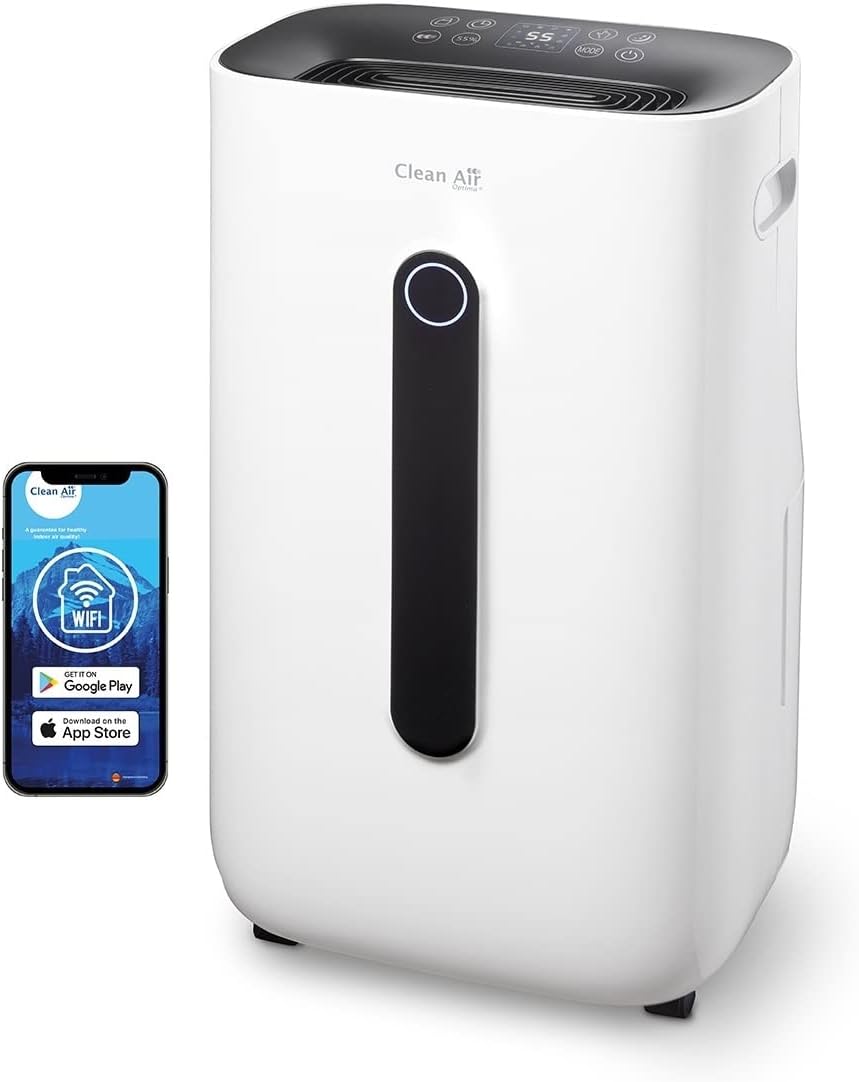 Clean Air Optima Luchtreiniger CA-705 Smart, ontvochtigingscapaciteit tot 16 liter/dag, 5-voudige filtertechnologie, met app bediening, C-lamp