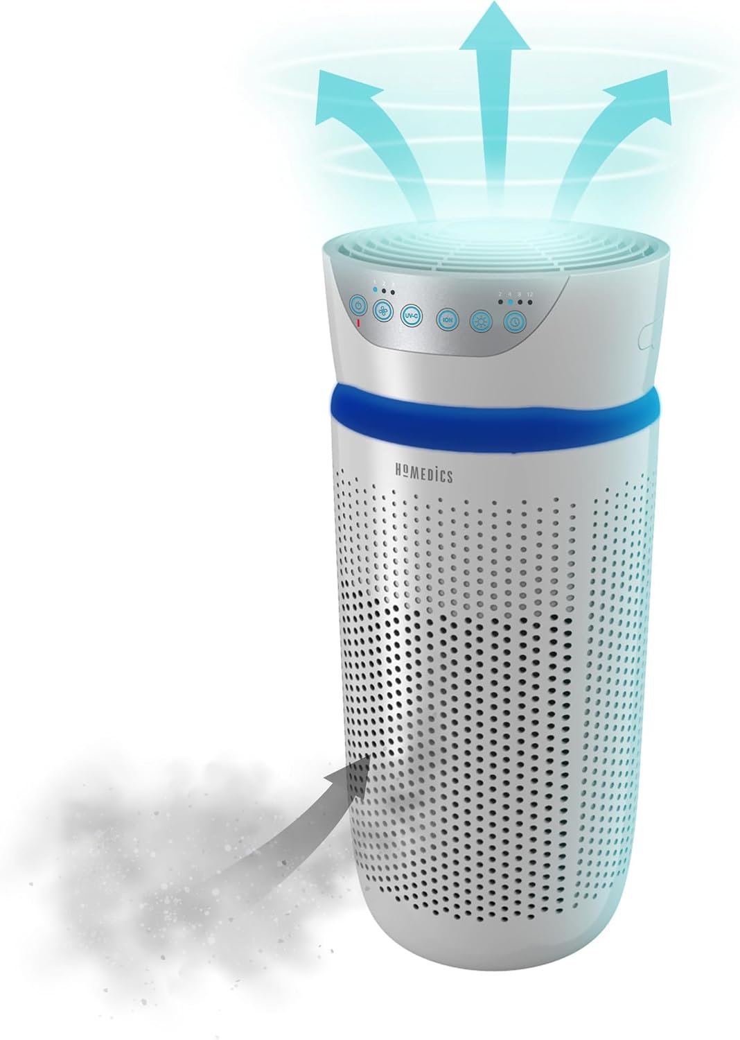 Homedics Luchtreiniger TotalClean, Virussen en Allergenen tot 0.3 Micron, HEPA, Luchtfiltratie Toren, Compact, Koolstof Filters, Bacteriën, Middel