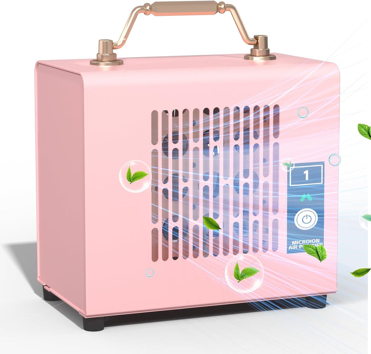 Luchtreiniger Microionxyz Anion Plasma 2-in-1, geen verbruik, medische reiniging, verwijdert rook, pollen, geur, kantoor, auto, buffing kamer (roze)