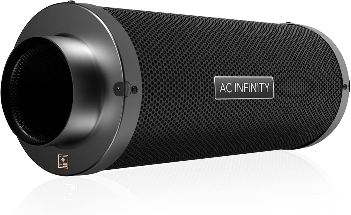 Ventilator AC Infinity Luchtkoolstoffilter XL 200 mm, geschikt, met premium Australische Virgin houtskool, voorfilter en touwhangers, hydrocultuur