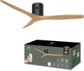 Varin Ventilator ® Slimme Plafondventilator, Ø 132 cm, Zwart/Licht Hout, Lange Bladen