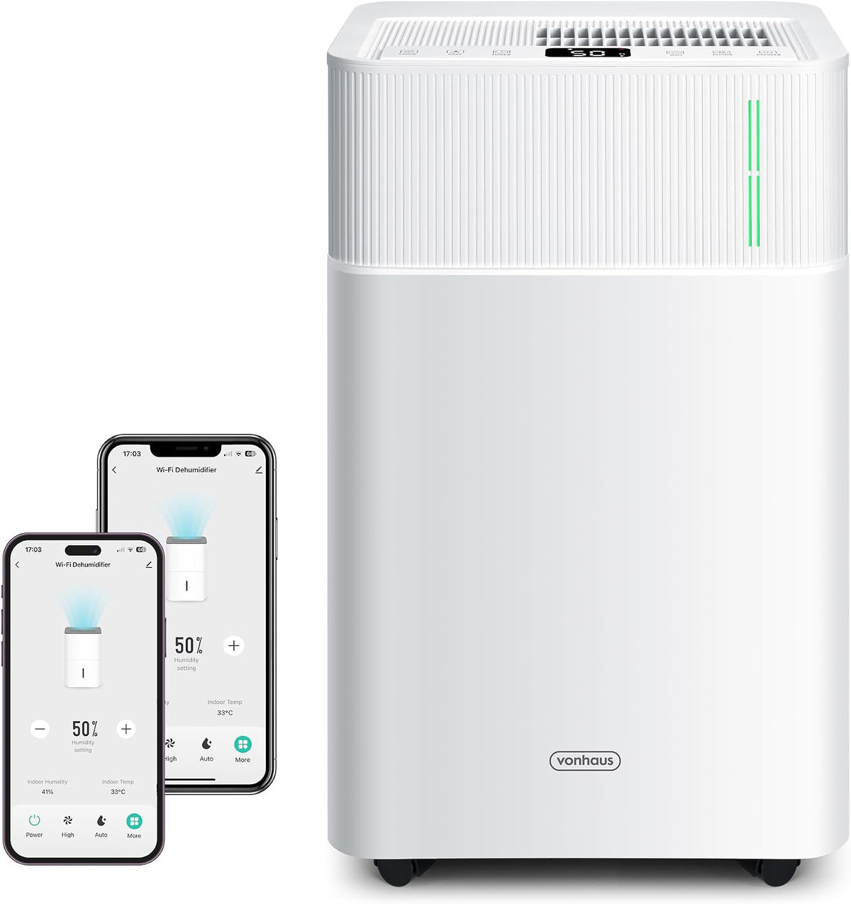 VonHaus Luchtontvochtiger 20L/dag, 4,5L Watertank, WiFi/Slimme Vochtextractie, voor Vocht, Condensatie, Kledingdroging, Voorkomt Schimmel/Geuren