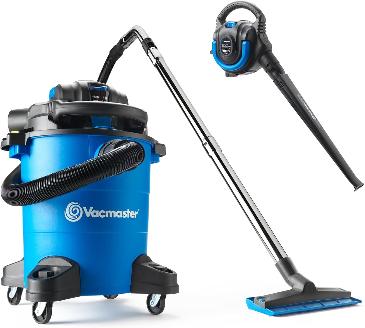 Vacmaster Nat- en droogzuiger AG+ Tuin- en kunstgrasstofzuiger, met afneembare blazer