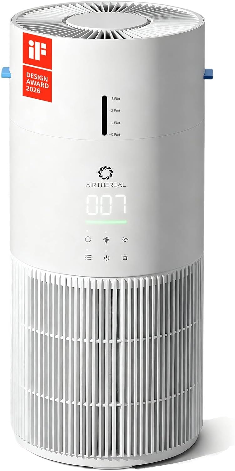 Luchtreiniger Airthereal AEH300 2-in-1 en luchtbevochtiger, 125 m2, 3-traps filter, luchtkwaliteitsmonitor, stille slaapmodus