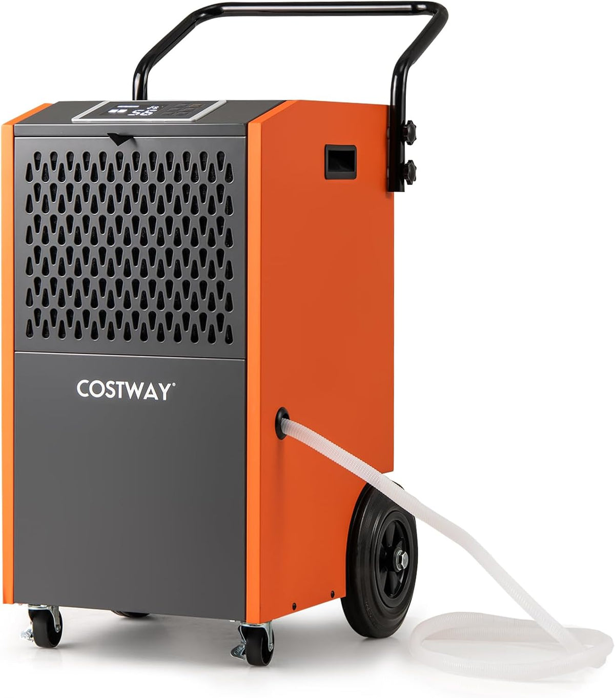 Costway Luchtontvochtiger 73 l/dag commerciële, bouwplaats tot 695 m3, met afvoerslang en 24-uurs timer, industriële bouwdroger, met wielen, magazijn