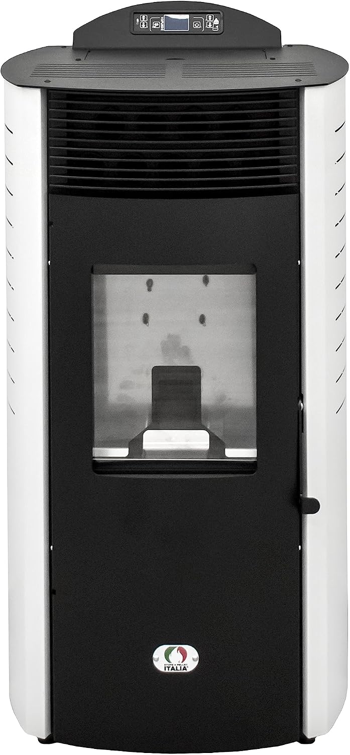 Stufe A Pellet Italia Pelletverwarmingssystem Siberia Aria New 18 kW, autonomie 30 uur, rendement 91%, verwarmingsvermogen 180 m2, wit, met kanaal