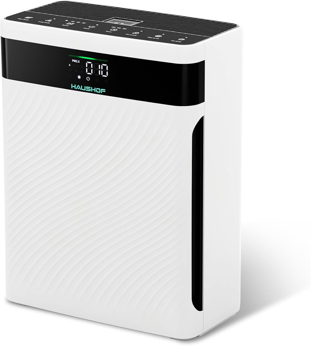 Haushof Luchtreiniger, CADR 250 m3/h, met HEPA luchtfilter verwijdert 99,97% deeltjes zoals stof, PM2.5 led-display, 30dB slaapmodus, voor mensen