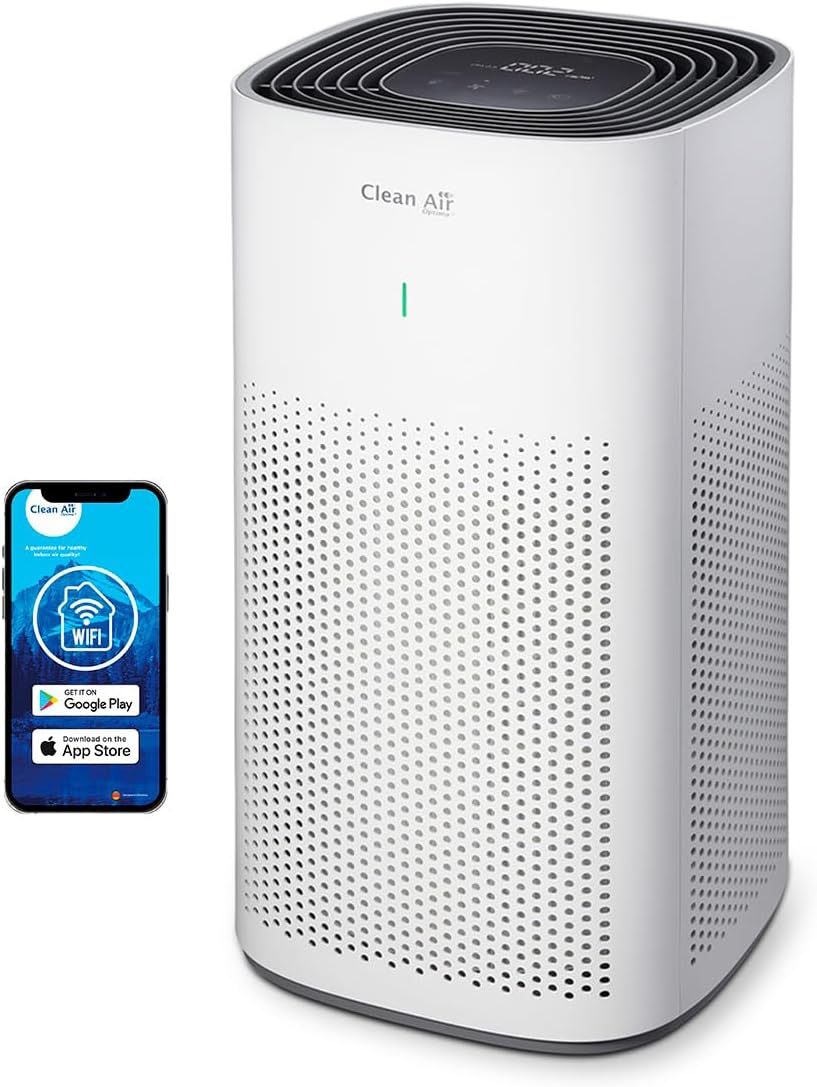 Clean Air Optima Luchtreiniger CA-507, Actief koolstoffilter en ionisator - 360° verticale aanzuiging - luchtverplaatsing tot 350 m3/h -, geschikt