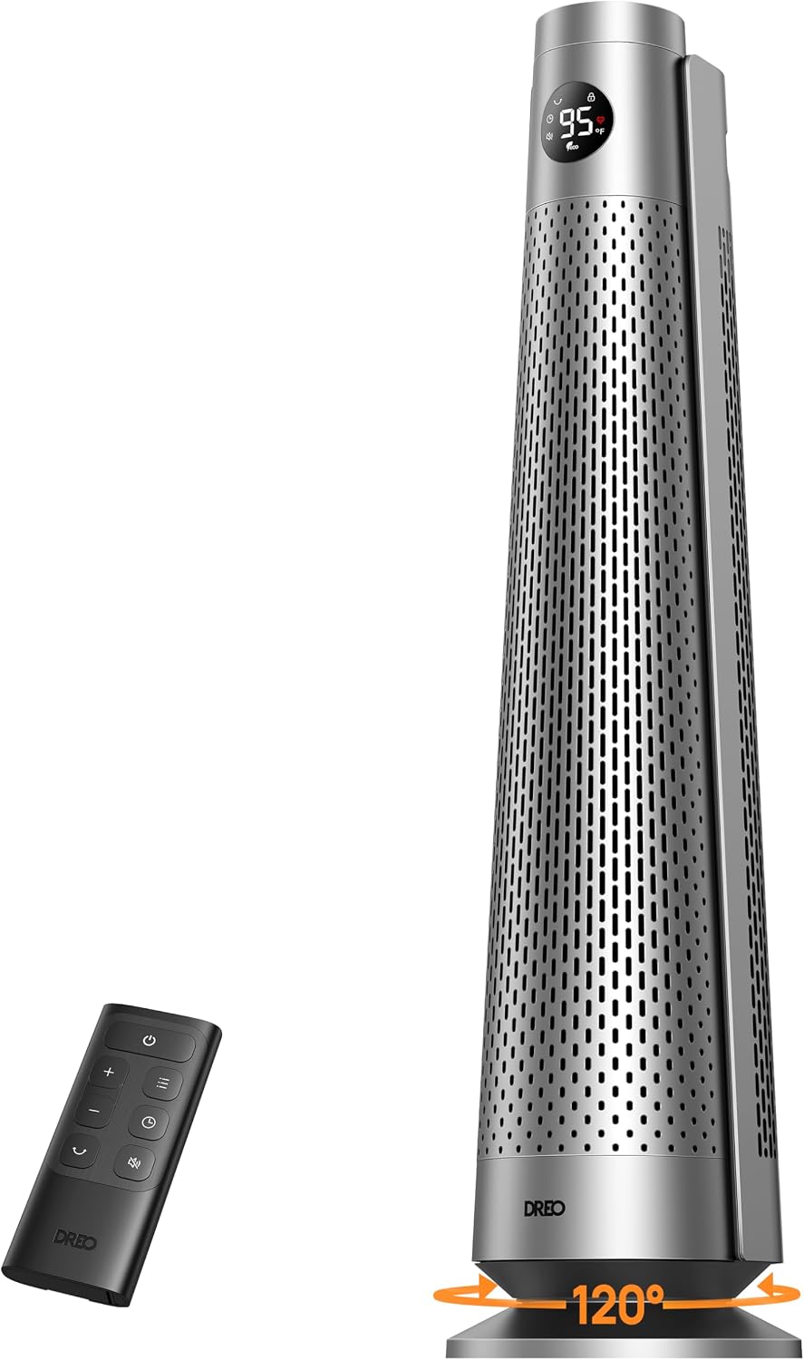 DREO Elektrische kachel Energiebesparende ventilatorkachel, timer 12 uur, 2000 W, 25 dB stil, oscillatie 120°, 5 modi, 3 snelheden, 7 standen