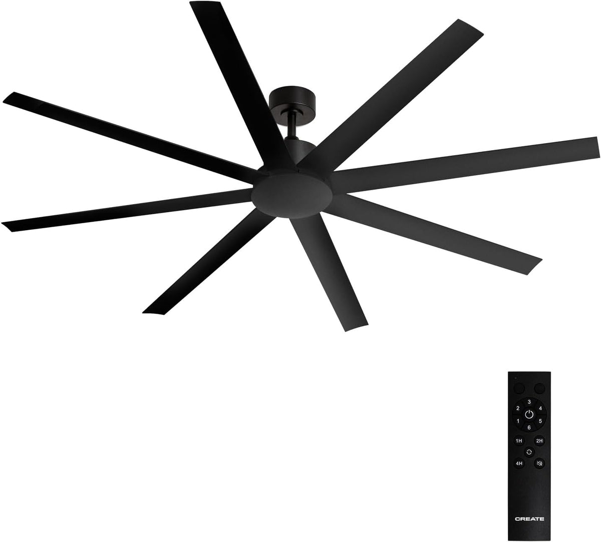 Create Ventilator WIND Industrial XXL plafondventilator, 40 W, Ø 183 cm, 6 snelheden, met afstandsbediening, zwart, stil, programmeerbaar