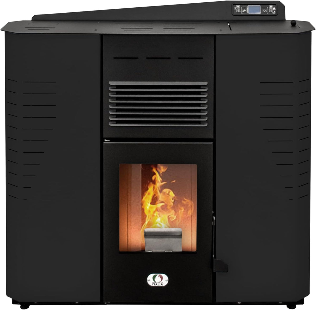 Stufe A Pellet Italia Elektrische kachel Marmolada 14 kW, verwarmingsduur 19 uur, 92% efficiëntie, 130 m2, 5 snelheden en vermogen, wifi, zwart