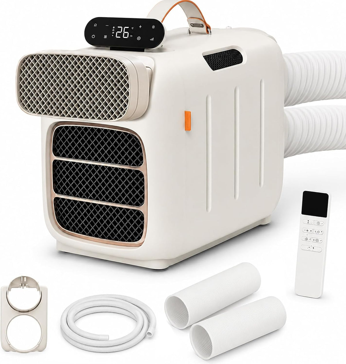 Hcauynn Mobiele airco airconditioning, mobiele airconditioner, met afvoerslang, voor slaapkamer, camper, tent, koeling en verwarming