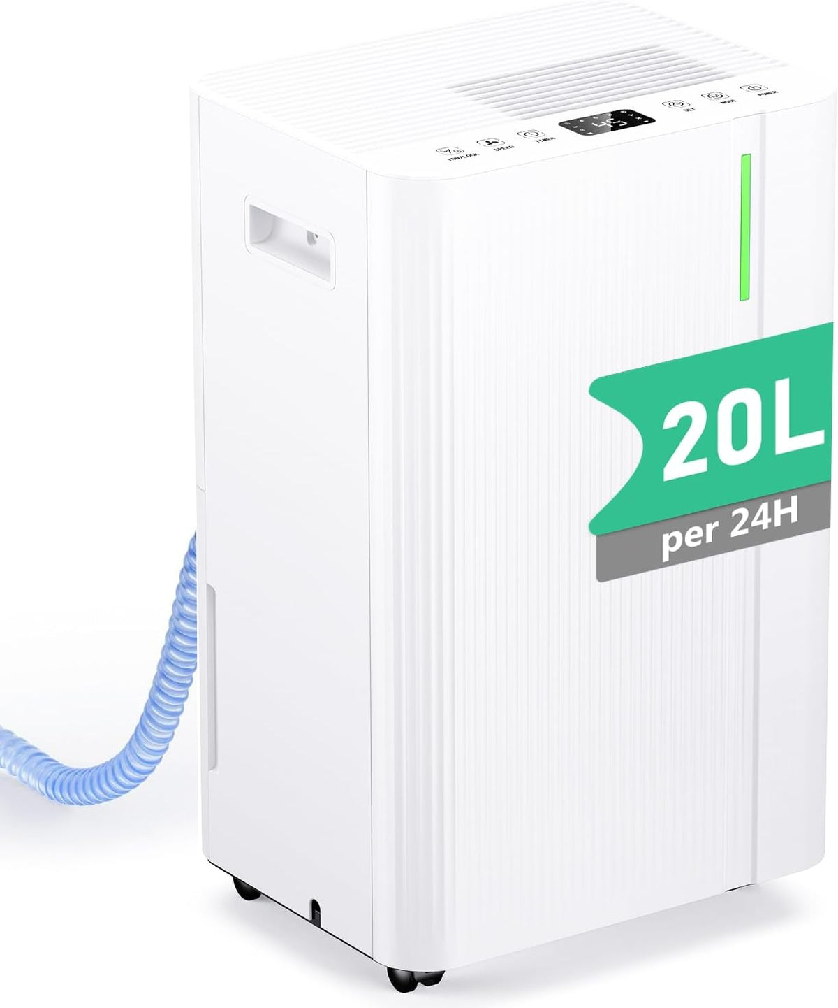 Toiovcu Luchtontvochtiger 20 l/dag, met 4 l, 24-uurs timer, 3 modi, elektrische luchtontvochtiger, met compressor, stil en energiebesparend, tank