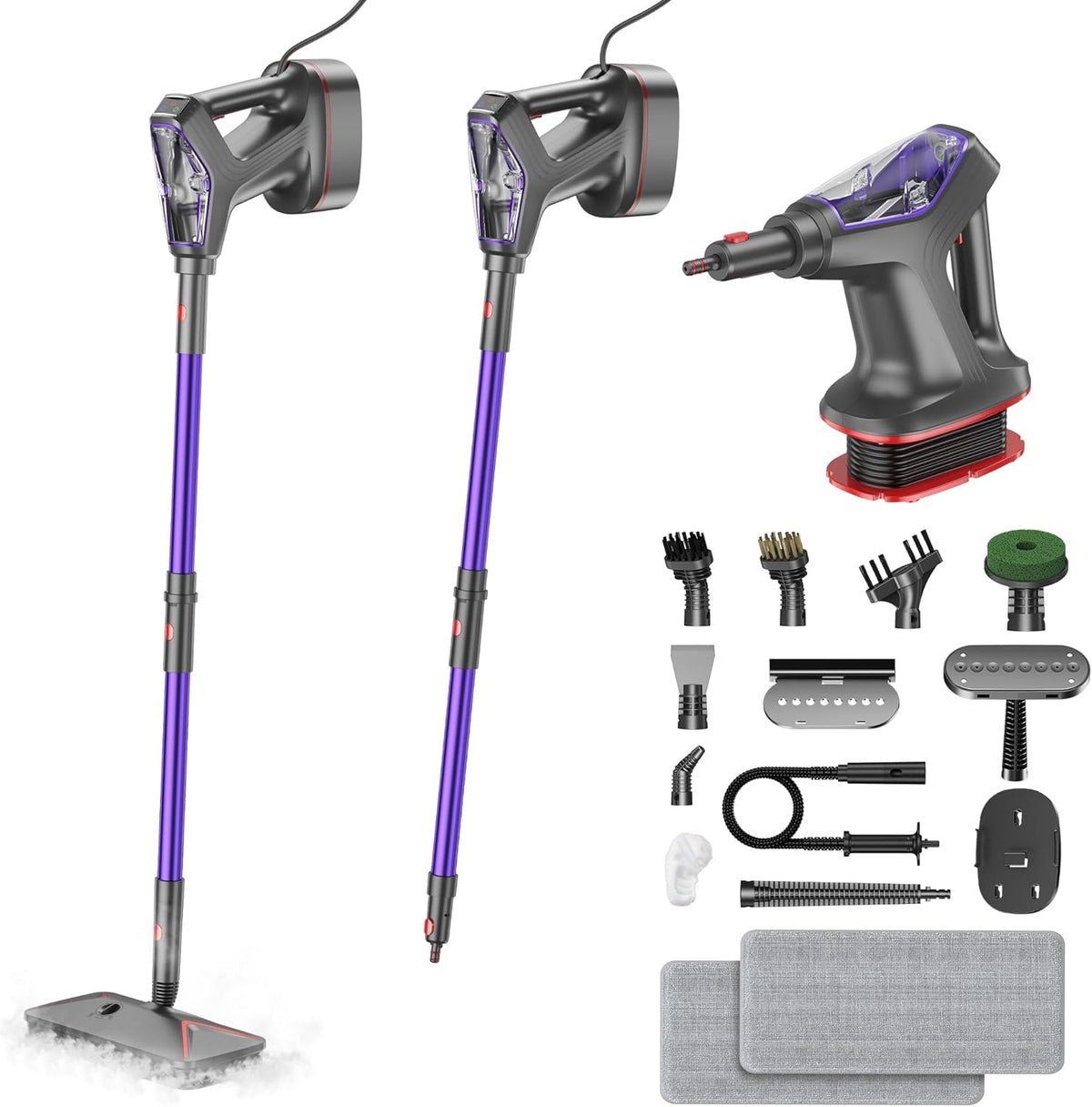 Wvsaw Stoomreiniger Stoomdweil, 29-in-1 krachtige handheld stoomreiniger zwaar uitgevoerd automatisch handmatig, voor vloerreiniging, voor hardhout