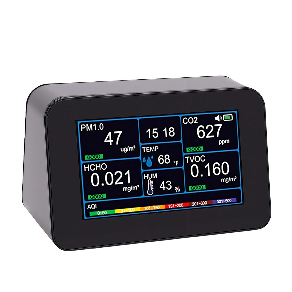 Ashata Luchtkwaliteitsmeter Indoor 11 in 1 CO2 TVOC HCHO PM2.5