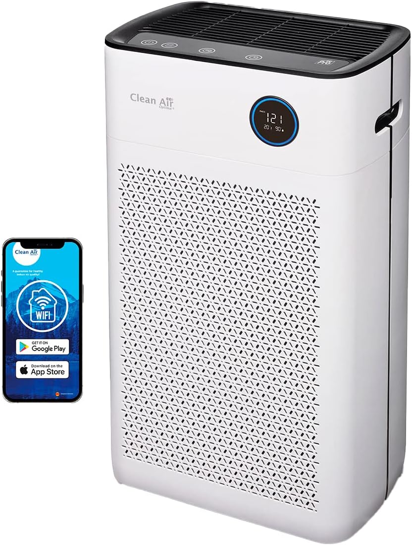 Clean Air Optima Luchtreiniger CA-509Pro Smart HEPA UV, zeer stille ventilator < 10 dB(A), 400 m3 lucht, zonder deeltjes per uur, geschikt