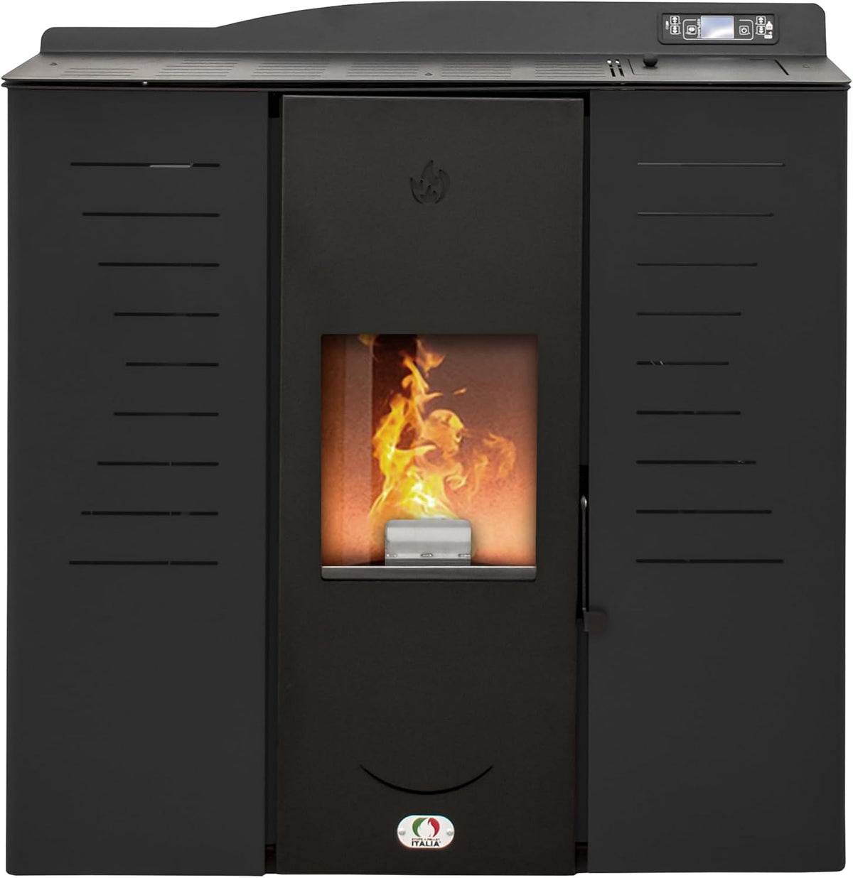 Stufe A Pellet Italia Elektrische kachel Italia, 20 kW, autonomie 16 uur, 5 sterren, rendement 89%, verwarming 130 m2, 5 standen, 24 maanden, zwart