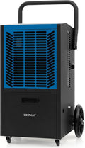 Costway Luchtontvochtiger, 66 l/dag, met 24-uurs timer en 4 wielen, bouwplaats (blauw), bouwdroger, met pomp en afvoerslang, industrieel droogapparaat