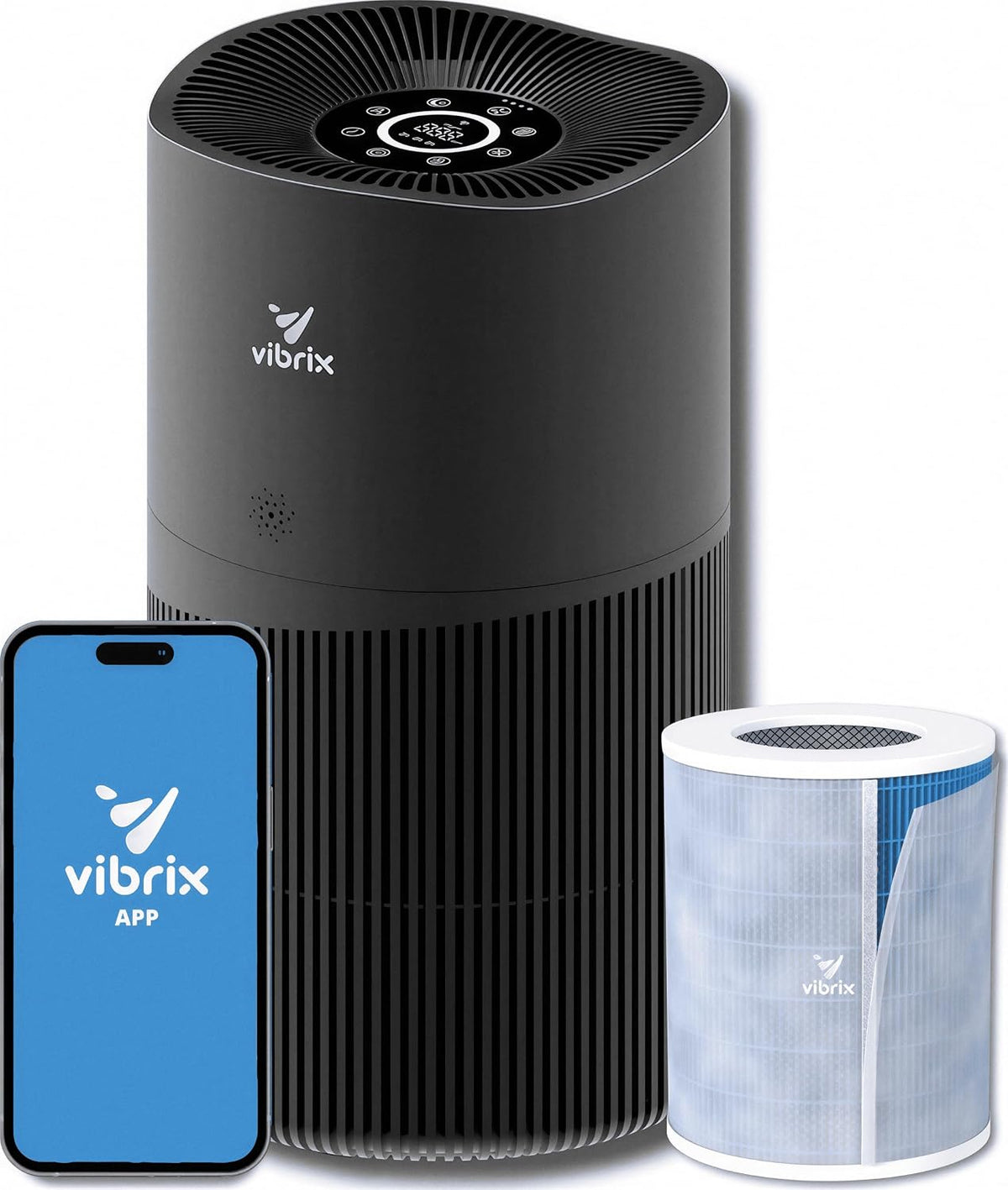 Luchtreiniger Vibrix PureFlow 70 Pro, HEPA H14 Filter & Ionisator, CADR 468m3/h